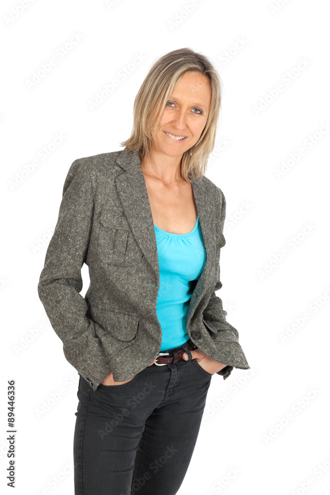 Beautiful woman doing different expressions in different sets of clothes: love Beautiful woman doing different expressions in different sets of clothes: love