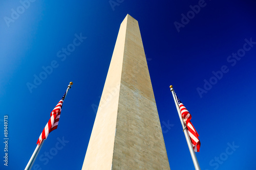 Looking up at the Washington Monument.