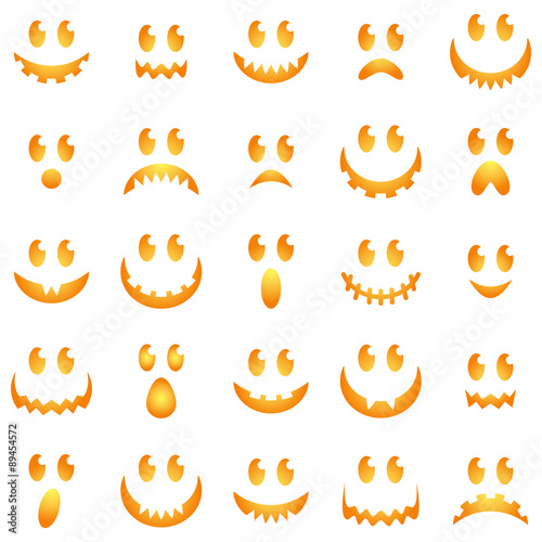 Vector Collection of Spooky Halloween Ghost and Pumpkin Faces