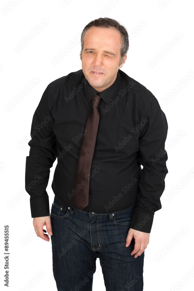 Handsome man doing different expressions in different sets of clothes: blinking Handsome man doing different expressions in different sets of clothes: blinking