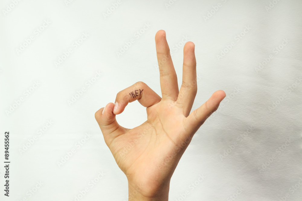 Naklejka premium The sign from fingers of a hand. Okay