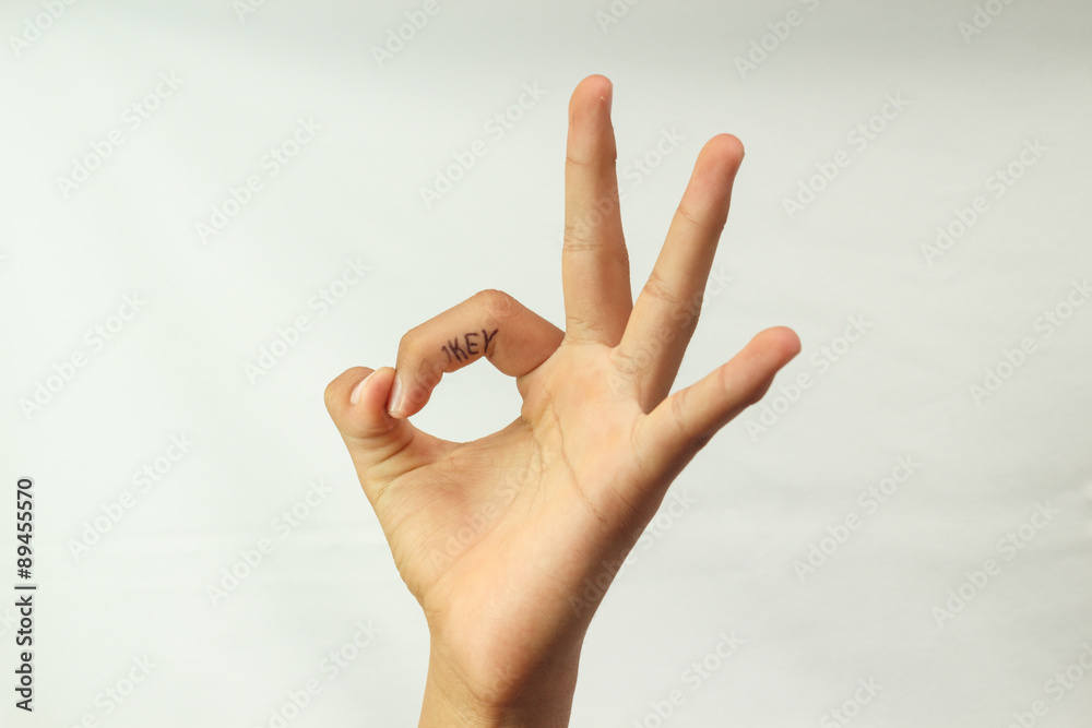 Naklejka premium The sign from fingers of a hand. Okay