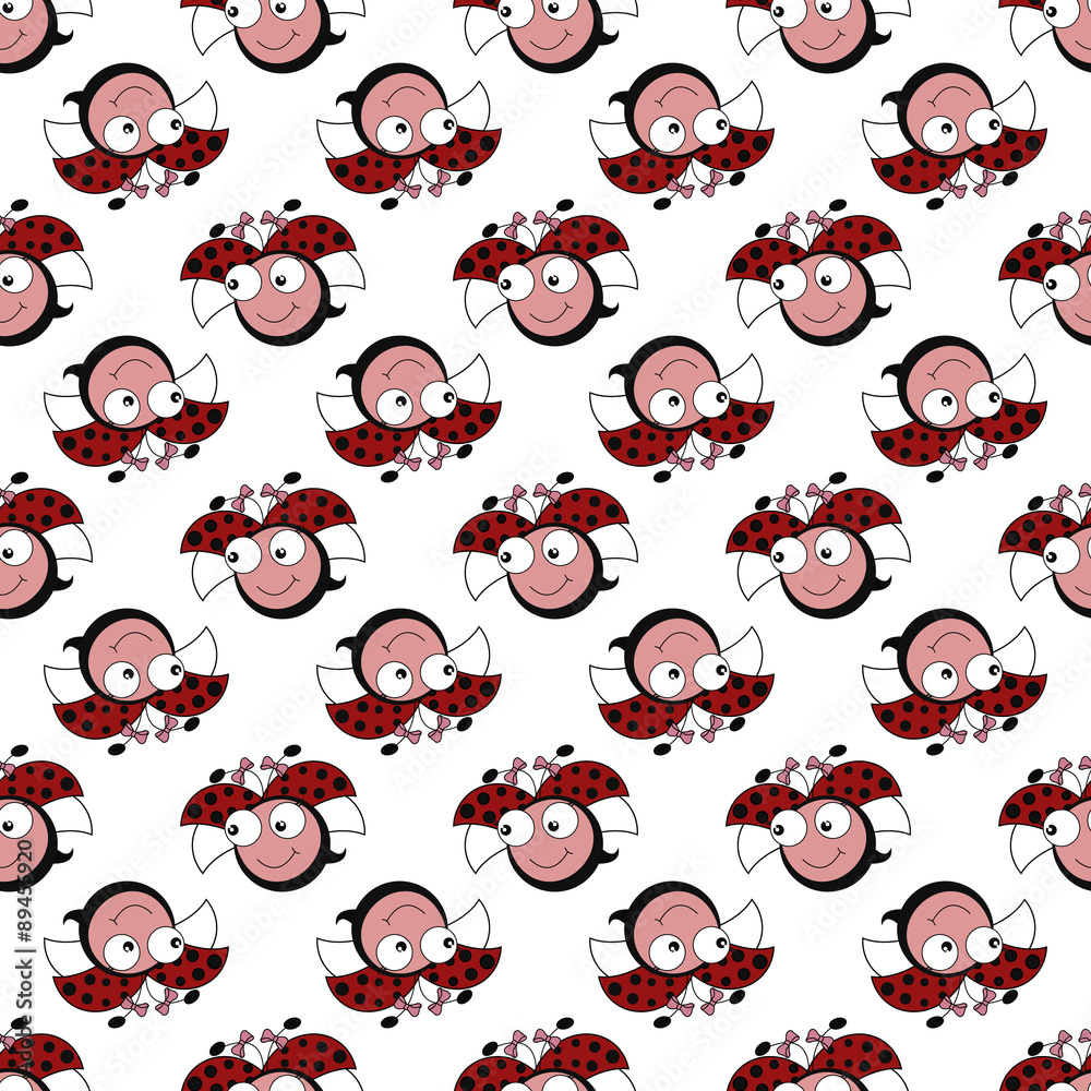 Seamless pattern with ladybirds on a white background Seamless pattern with ladybirds on a white background
