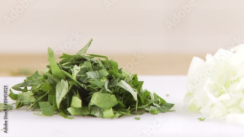 Finely chopped onions and parsley