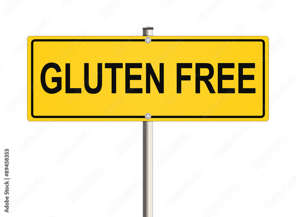 Gluten free. Road sign on the white background. Raster illustration.