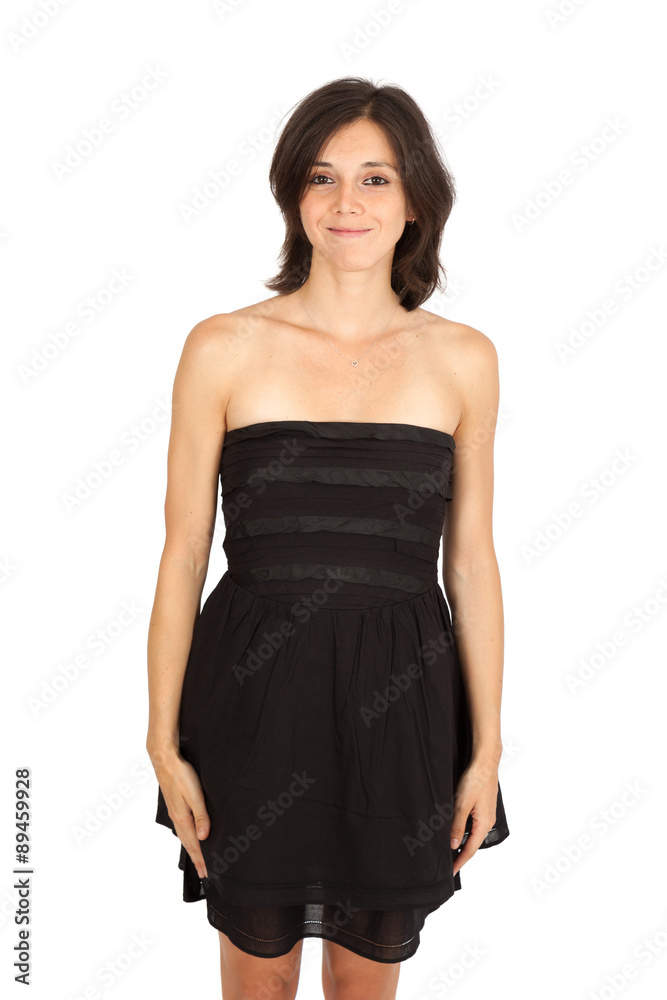 Beautiful woman doing different expressions in different sets of clothes: at attention Beautiful woman doing different expressions in different sets of clothes: at attention