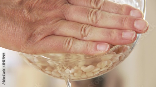 White beans being drained