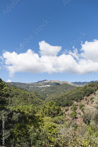 vistas del paisaje del valle del genal en la provincia de Málaga, Andalucía
