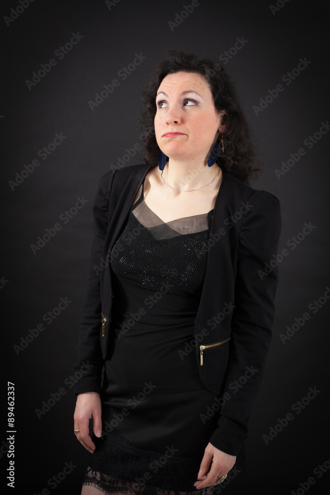 Beautiful woman doing different expressions in different sets of clothes: bored Beautiful woman doing different expressions in different sets of clothes: bored