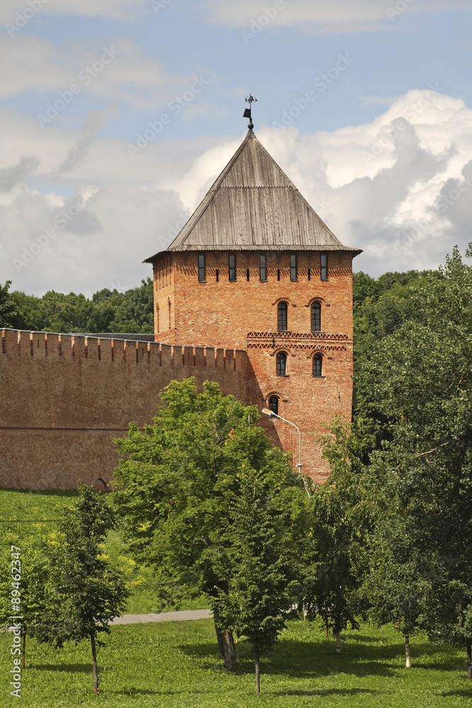 Zlatoust tower in Novgorod the Great (Veliky Novgorod). Russia