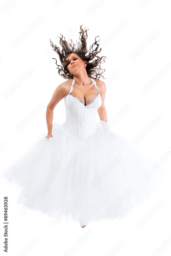 Fototapeta premium Young bride jumping