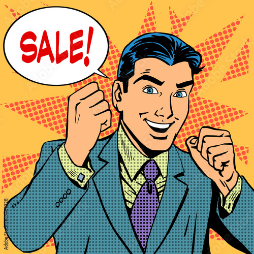 Male businessman sale sales discount store shopping