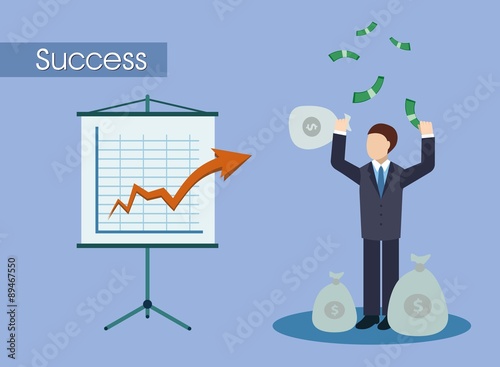 Successful trading on the currency market. Vector illustration.