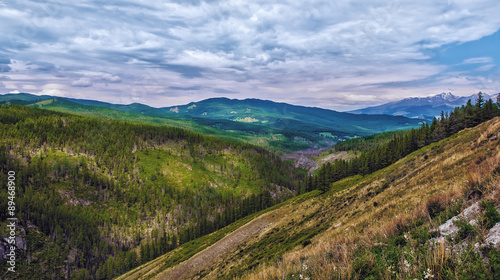 gloomy sky over the mountain valley of Altai