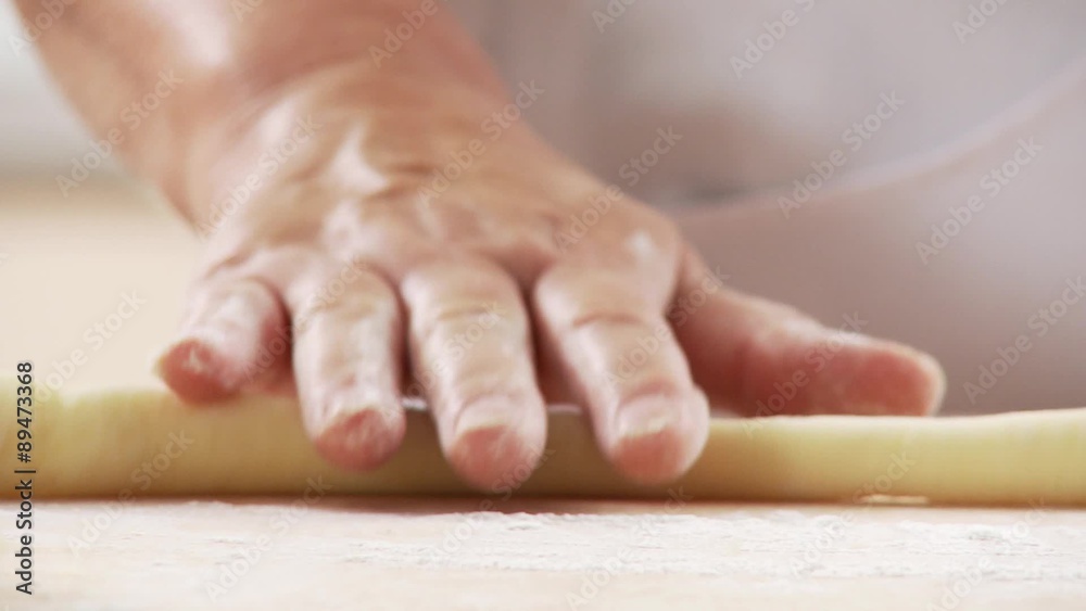 Potato dough being rolled Potato dough being rolled