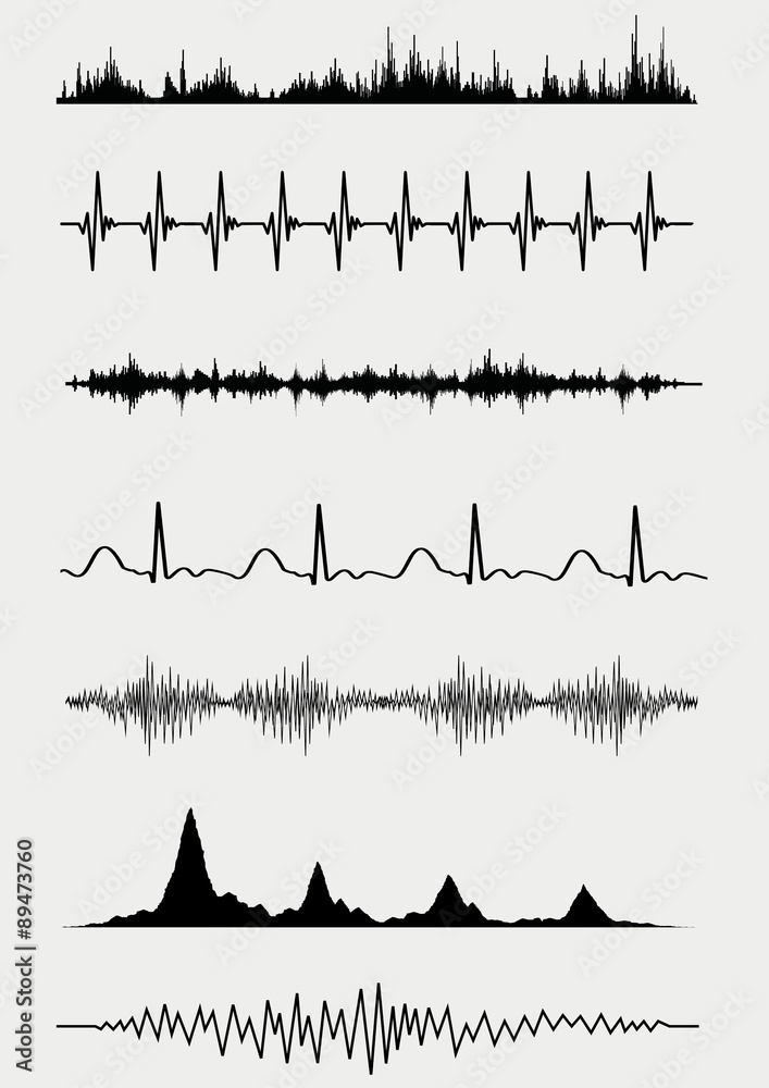 Sound waves set. Vector illustration