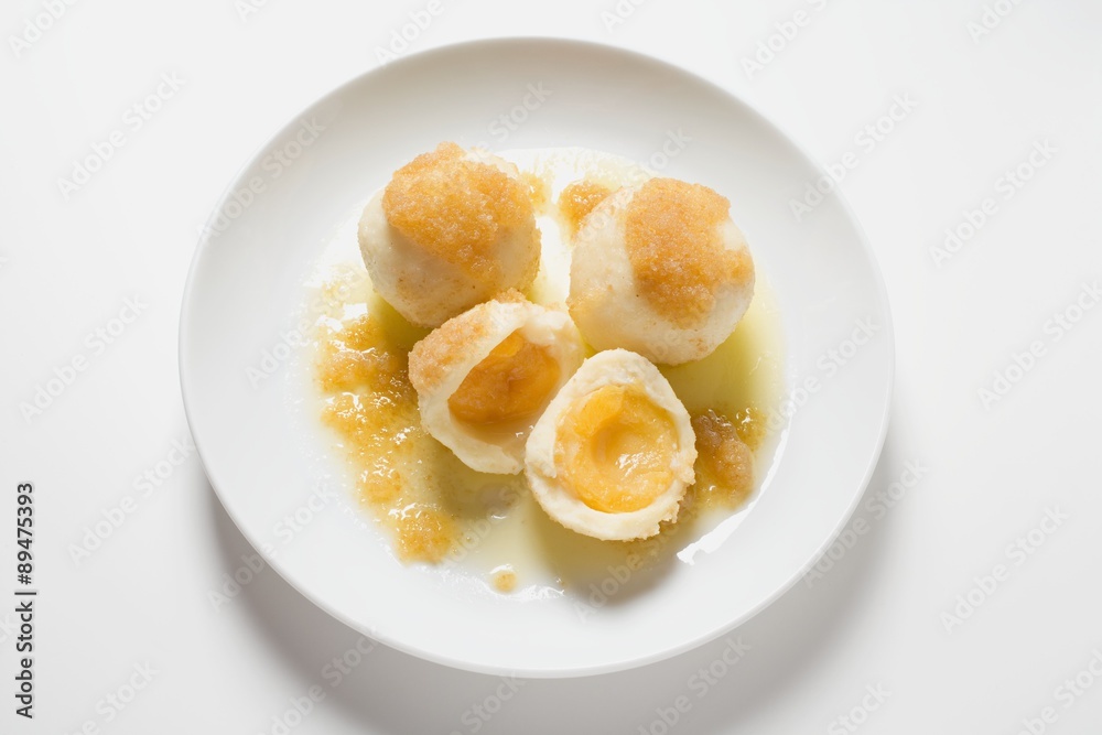 Apricot dumplings with buttered breadcrumbs Apricot dumplings with buttered breadcrumbs