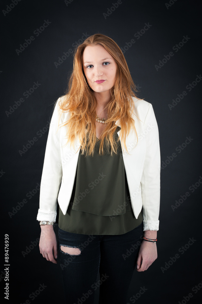 Beautiful woman doing different expressions in different sets of clothes: tired Beautiful woman doing different expressions in different sets of clothes: tired