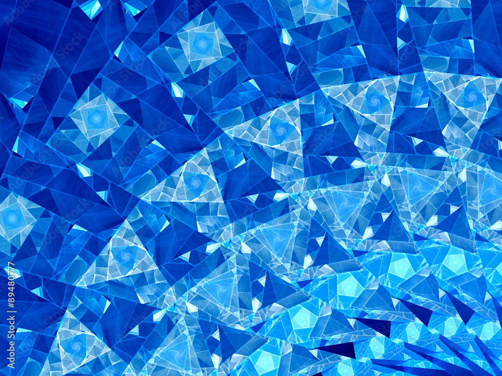 Naklejka premium Blue glowing stained glass fractal