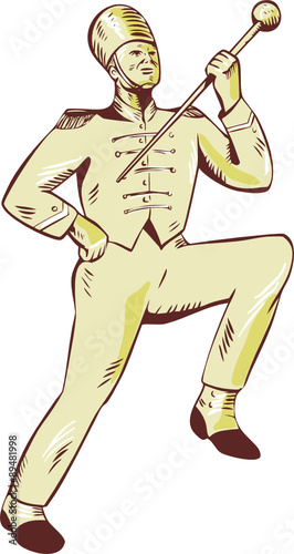 Drum Major Marching Band Leader Etching