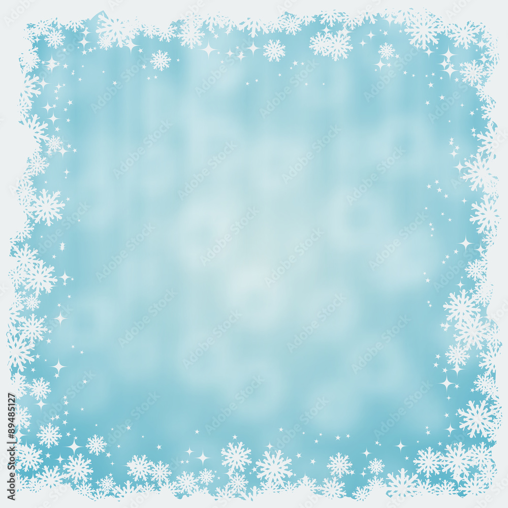 Christmas and New Year blue blurry vector background
