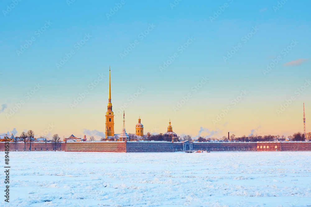 Scenic view of Peter and Paul Fortress in St. Petersburg, Russia