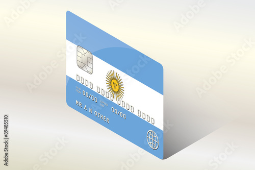 3D Isometric Flag Illustration of the country of  Argentina