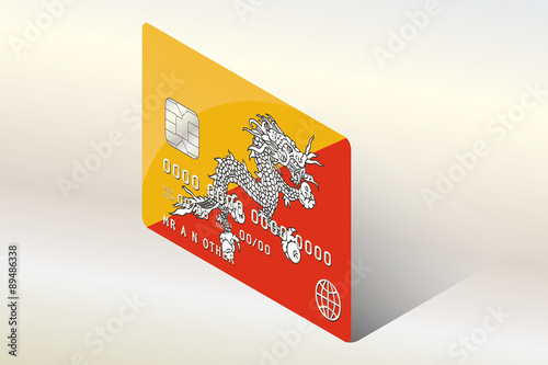 3D Isometric Flag Illustration of the country of  Bhutan