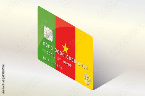 3D Isometric Flag Illustration of the country of  Cameroon