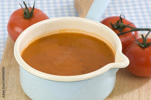 Tomato soup in a pan