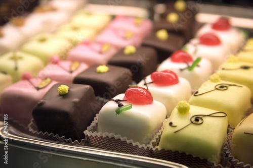 Assorted petit fours on a tray