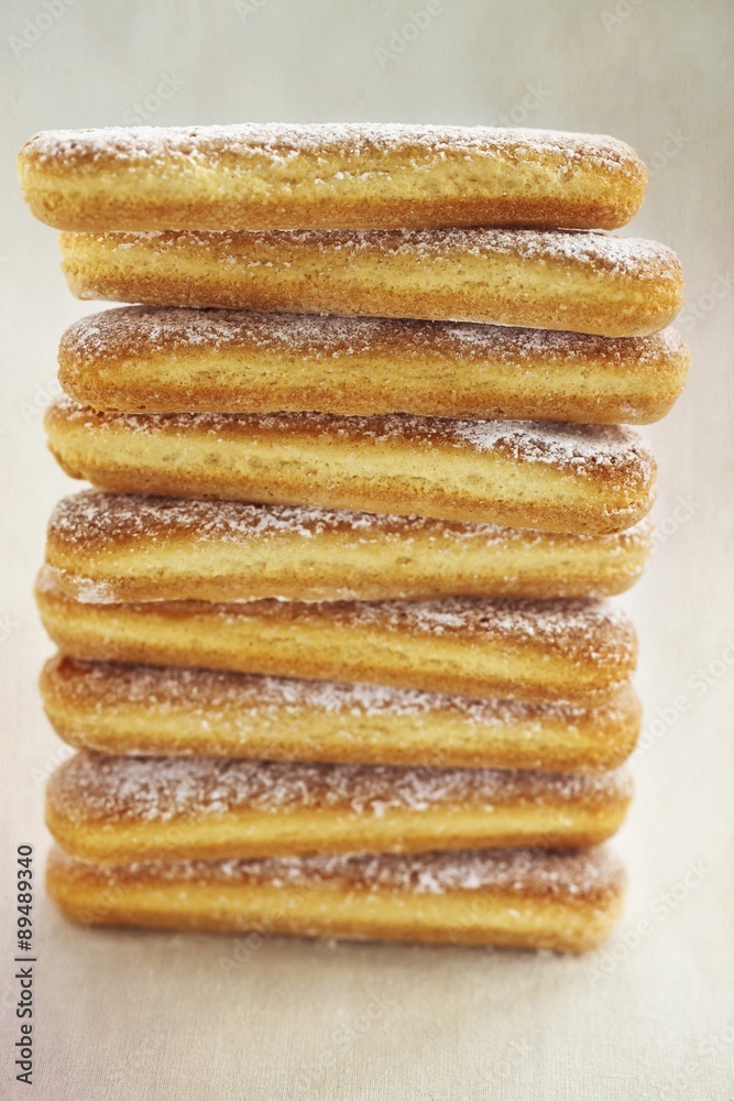 A stack of sponge fingers A stack of sponge fingers