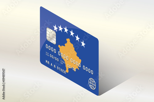 3D Isometric Flag Illustration of the country of  Kosovo