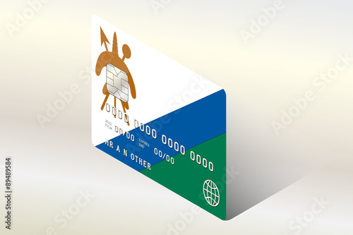3D Isometric Flag Illustration of the country of  Lesotho