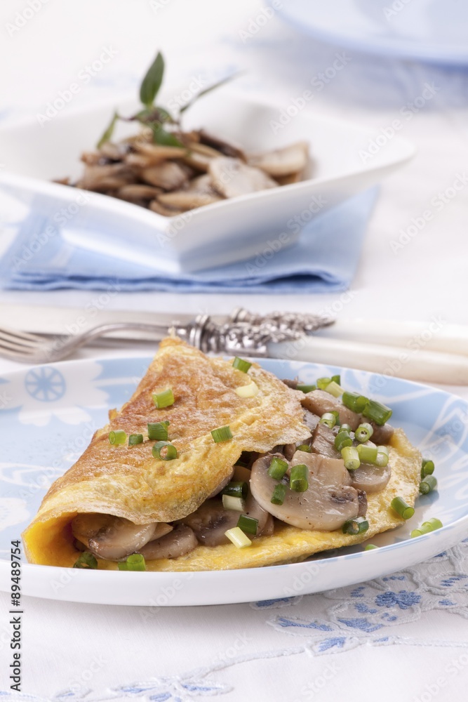 Mushroom and chive omelette Mushroom and chive omelette