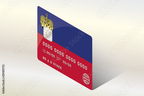 3D Isometric Flag Illustration of the country of  Liechtenstein