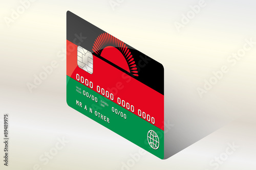 3D Isometric Flag Illustration of the country of  Malawi