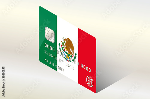 3D Isometric Flag Illustration of the country of  Mexico