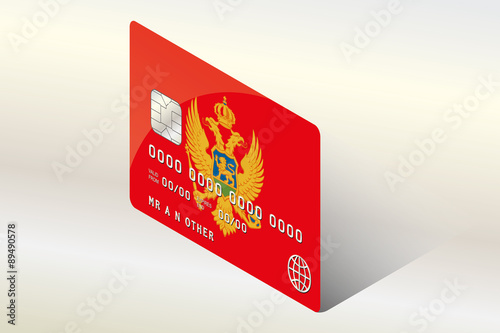 3D Isometric Flag Illustration of the country of  Montenegro