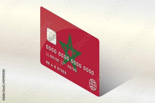3D Isometric Flag Illustration of the country of  Morocco