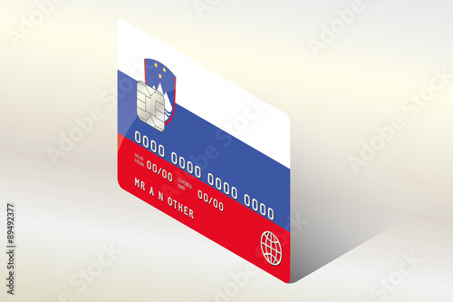 3D Isometric Flag Illustration of the country of  Slovenia