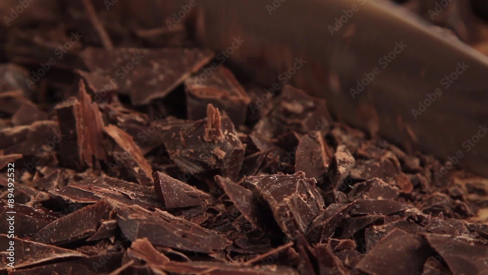 Chocolate being chopped Chocolate being chopped