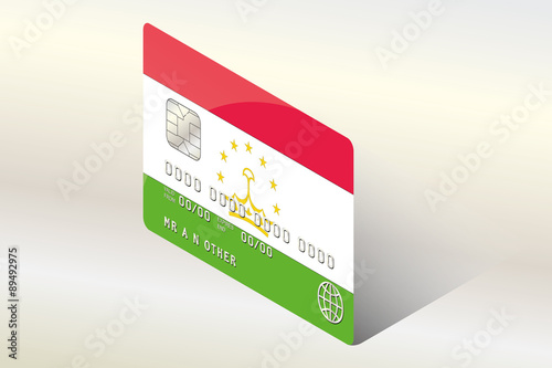 3D Isometric Flag Illustration of the country of  Tajikistan