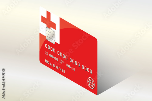 3D Isometric Flag Illustration of the country of  Tonga