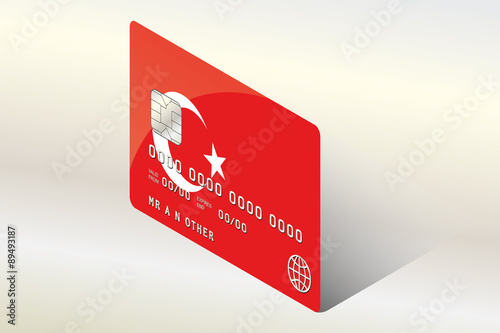 3D Isometric Flag Illustration of the country of  Turkey