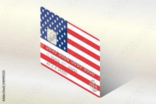 3D Isometric Flag Illustration of the country of  United States