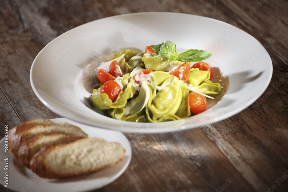 Tortellini with cherry tomatoes