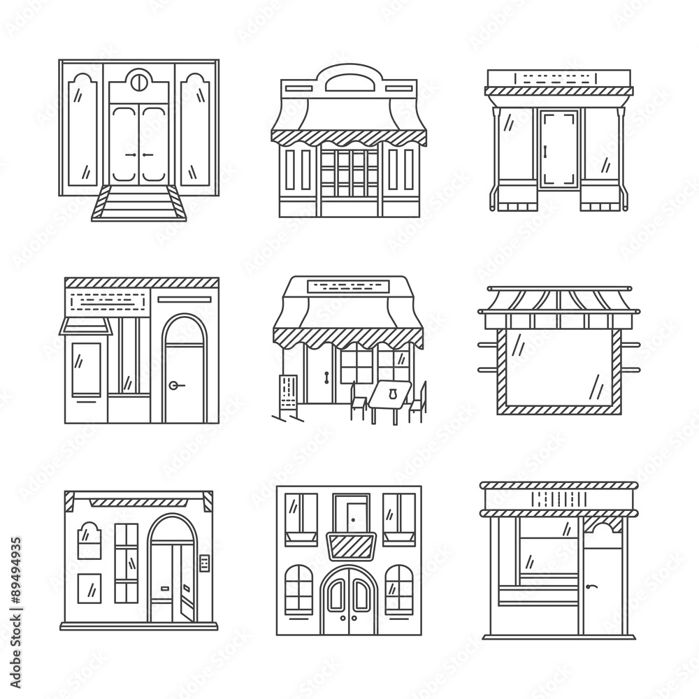 Linear icons for storefronts