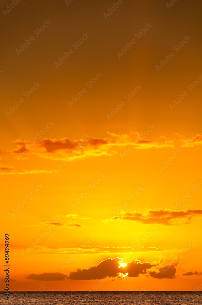 Beautiful orange sunset on Maui, Hawaii, USA
