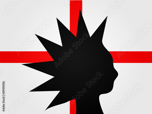 Punk Silhouette over the English Flag